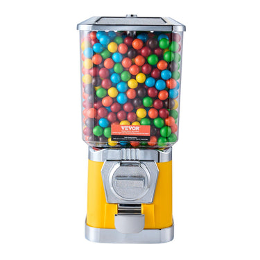 17"H Gumball Machine Vending Coin Bank Vintage Candy Dispenser PC Yellow