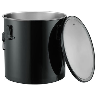 Fryer Grease Bucket, 10 Gal Oil Disposal Caddy Stainless Steel Fryer Oil Bucket Rust-Proof Coating, Oil Transport Container with Lid, Lock Clips, Filter Bag for Hot Cooking Oil Filtering, Black