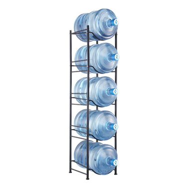 5 Tiers Water Jug Holder Single Row Water Bottle Rack for 5 Bottles Black