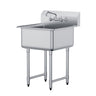 Stainless Steel Prep & Utility Sink, 1 Compartment Free Standing Small Sink Include Faucet & legs, 27"x41" Commercial Single Bowl Sinks for Garage, Restaurant, Kitchen, Laundry, NSF Certified