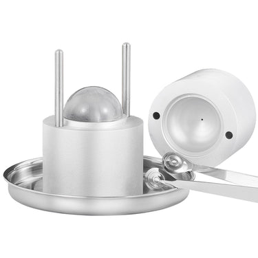Ice Ball Press Kit, Aircraft Al Alloy Ice Press with Ice Block Mold, Large Mat, Tong, Drip Tray, One Glass, Round Ice Ball Maker 2.4"/60 mm Ice Sphere, for Whiskey, Cocktail on Party & Holiday