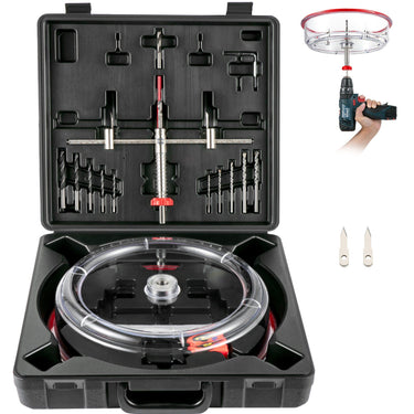 Adjustable Hole Saw Cutter Kit, 1-5/8" to 8" (40-200 mm), Twin Blade Recessed Hole Saw with PC Dust Shield, Two Replaceable Pilot Drill Bits, for Recessed Lights, Ceiling Speakers, Vent Holes
