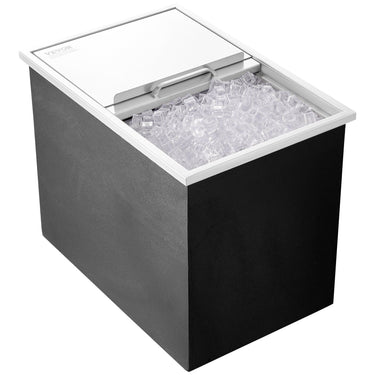 Drop in Ice Chest, 27"L x 18"W x 21"H Stainless Steel Ice Cooler, Commercial Ice Bin with Sliding Cover, 40.9 qt Outdoor Kitchen Ice Bar, Drain-pipe and Drain Plug Included, for Cold Wine Beer
