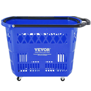 Plastic Rolling Shopping Trolley Basket On Wheels 6PCS 39L with Handle