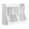 Wood Kid Storage Cubby, Toy Storage Organizer with Bookshelf, 5-Cubby Wood Toy Storage Cabinet, Children Book Toy Shelf for Kids Room, Playroom, Kindergarten, Nursery, White