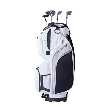 Golf Cart Bag with 14 Way Organizer Divider Top, 36' 13 Pockets Premium Nylon Cart Bag, Durable Golf Bags with Handles & Dust Cover & Detachable Straps for Men & Women, White Color-Block