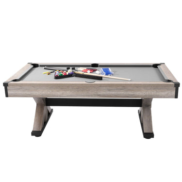 Billiards Table Combo Set, 7ft 3-in-1 Multi Game Table with Dining, Pool, and Tennis Table, Includes Full Set of Accessories, Wood Color with Grey Cloth, Perfect for Family Game Room Kids Adults