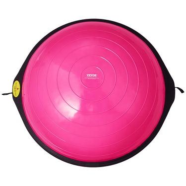 Half Exercise Ball Trainer, 26 inch Balance Ball Trainer, 1500lbs Capacity Stability Ball, Yoga Ball with Resistance Bands & Foot Pump, Strength Fitness Ball for Home Gym Full Body Workout, Pink