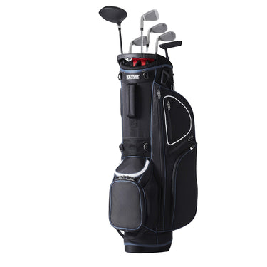 Golf Cart Bag with 14 Way Organizer Divider Top, 35' 11 Pockets Premium Cart Bag with Stand, Durable Golf Bags with Handles & Dust Cover & Detachable Dual Strap for Men & Women, Black White