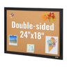 Cork Board, 24 x 18 inches, Double-sided Bulletin Board with MDF Sticker Frame, Vision Board Includes 10 Pushpins, for Display and Decoration in Office Home and School
