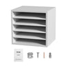 Literature Organizers, 5 Compartments Office Mailbox with Adjustable Shelves, Wood Literature Sorter 13.9x12x13 inches for Office, Home, Classroom, Mailrooms Organization, EPA Certified, White