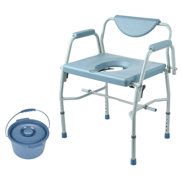 Commode Chair, Bedside Commode with Drop-Down Arms and Detachable Backrest, 5-Level Adjustable Height, 7L Removable Bucket, Easy to Assemble, 1000LBS Capacity, Portable Toilet for Adults Seniors