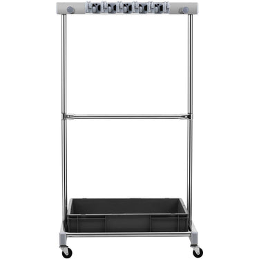 Garden Tool Organizer, 10 Slots with Hooks, Yard Tool Tower Rack with Wheels for Garage Organization and Storage, Hold Long-Handled Tool/Rake/Broom, Metal Tool Stand Holder for Shed, Outdoor