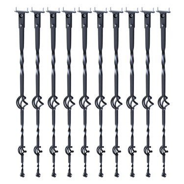 Staircase Metal Balusters, 44'' x 1/2" Galvanized Steel Decorative Banister Spindles, 10 Pack Deck Baluster with Hollow Double Baskets, Spiral Stair Railing with Shoes & Screws