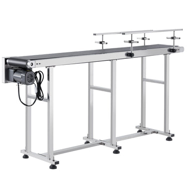 Belt Conveyor, 71 x 7.8 inch Conveyor Table, Heavy Duty Stainless Steel Motorized Belt Conveyor for Inkjet Coding Applications Powered PVC Belt Anti-Static Adjustable Speed (Double Guardrail)