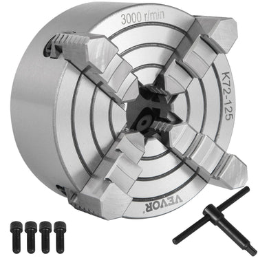 K72-125 Lathe Chuck 5 Inch 4-Jaw,Lathe Chuck Independent Reversible Jaw,Metal Lathe Chuck Turning Machine Accessories,for Lathes Machine