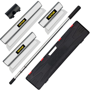 Skimming Blade Set,25+40+60 cm Blades + 35"-78" Extension Handle, European Stainless Steel Construction Knife, Aluminum Blade Profile Smoothing Knockdown Spatula for Gyprock/Drywall/Wall-Boa