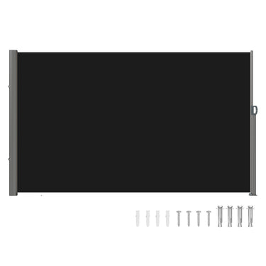 Retractable Side Awning 118" x 71", Retractable Patio Screen Waterproof, Retractable Room Divider Black for Privacy, Garden, Outdoor, Patio and Terrace