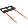 49" Hay Spear, Bale Spears 3000lbs Loading Capacity, Skid Steer Loader Tractor Bucket Attachment with 2pcs 17.5" Stabilizer Spears and 60" Chain, Quick Attach Spike Forks