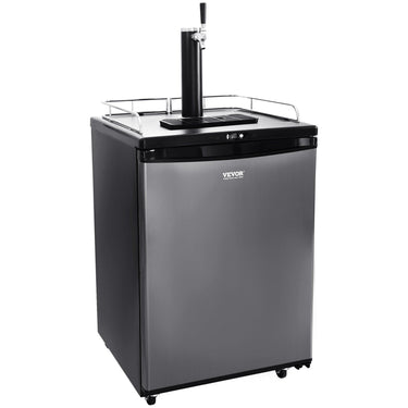 Beer Kegerator, Single Tap Draft Beer Dispenser, Full Size Keg Refrigerator With Shelves, CO2 Cylinder, Drip Tray & Rail, 32°F- 75.2°F Temperature Control, Holds 1/6, 1/4, 1/2 Barrels, Black