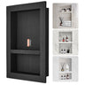 Shower Niche Ready for Tile 16" x 24", Double Shelf Organizer, Square Corners Wall-inserted Niche Recessed, Sealed Protection Modern Soap Storage Niche for Shower Bathroom, Black