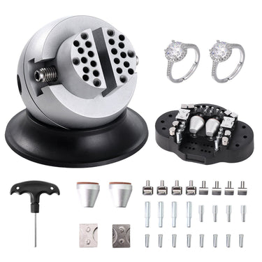 Ball Vise, 3" Engraving Setting Tool, 360° Rotation Engraving Block Vise, 30 PCS Attachment Jewelry Engraving Block Tools Standard Block for Gemstone Inlay and Small-Scale Engraving