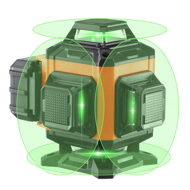 Laser Level, 100ft, Self Leveling Manual Green 4 x 360° Cross 16 Line Laser, IP54 Waterproof Remote Control Manual Self-leveling Mode & 5h Continuous Working Time Line Laser, Battery Include