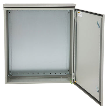 Electrical Enclosure, 24x24x12in, Tested to UL Standards NEMA 4 Outdoor Enclosure, IP65 Waterproof & Dustproof Cold-Rolled Carbon Steel Hinged Junction Box for Outdoor Indoor Use, with Rain Hood
