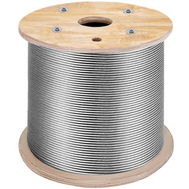 T316 Stainless Steel Cable, 1/8'' x 1000 ft, Braided Aircraft Wire Rope with 1x19 Strands Construction, 2100 lbs Breaking Strength, for Deck Railing Stair Handrail Balusters Porch Fence