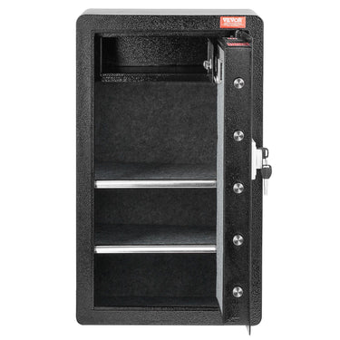 Single Door 4.0 cu.ft Safe Box with Key Lock & Password Cabinet Black, organize cash, passports, jewelry, gold, watches and documents