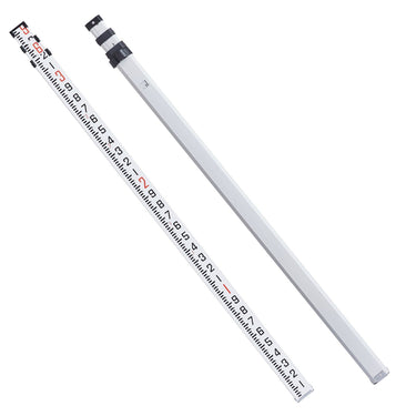 Aluminum Grade Rod, 9-Feet/10ths 3 Sections Telescopic Measuring Rod,Double-Sided Scale 1/10ft Leveling Rod Stick,Aluminum Alloy Survey Rod with Bubble Level&Carrying Bag for Houses,Walls,Floors
