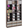 Media Storage Cabinet, 9-Layer DVD Shelf Holds 756 CDs, Adjustable CD Shelves 27 Compartments, Protects & Organizes Music, Movie, Video Games or Memorabilia Collections, Nut-brown