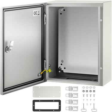 Electrical Enclosure Box, 16'' ×12'' ×6'', Carbon Steel Hinged Junction Box, IP66 Waterproof & Dustproof, Outdoor Electrical Box, with Mounting Plate