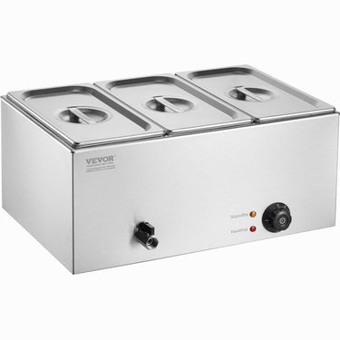 Commercial Electric Food Warmer 3-Pan Countertop Buffet 17.4QT Bain Marie