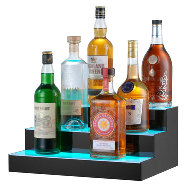 LED Lighted Liquor Bottle Display Bar Shelf RF & App Control 16" 3-Step