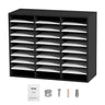 27 Compartments Wood Literature Organizer, Adjustable Shelves, Medium Density Fiberboard Mail Center, Office Home School Storage for Files, Documents, Papers, Magazines, Black+White