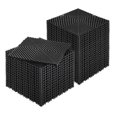 Interlocking Drainage Mat, 12'x12' Modular Cushion Durable PP Material, 40 Pcs Splicing Drainage Mats, Non-Slip Drainage Floor Tile and Shower Mat, for Garage, Garden, Kitchen & Outdoor, Black