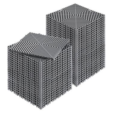Interlocking Drainage Mat, 12'x12' Modular Cushion Durable PP Material, 50 Pcs Splicing Drainage Mats, Non-Slip Drainage Floor Tile and Shower Mat, for Garage, Garden, Kitchen & Outdoor, Grey