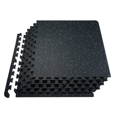25 PCS 0.56" Thick Gym Floor Mats, 24"x24" EVA Foam & Rubber Top Interlocking Workout Mats with 100 sq.ft Coverage, Waterproof Exercise Puzzle Flooring for Gym, Home, Garage, Black & White