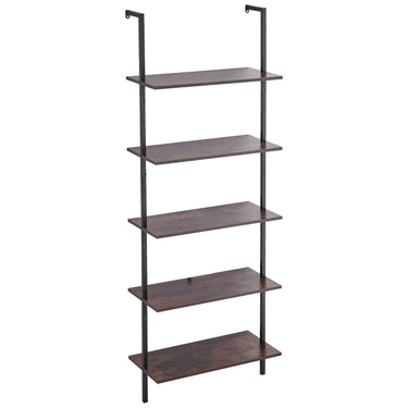 Industrial Square Pipe Shelf 5 Tier 24x11.8in Wall-Mount for Bedroom