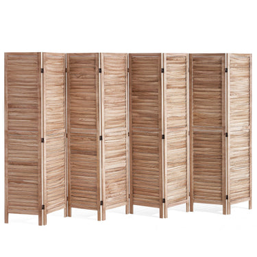 Wood Room Divider, 8 Panel Wood Folding Privacy Screen, 66.9 Inches Tall Indoor Louvered Partition Divider, Portable Decoration Screen, for Room Separation, Home, Office, Restaurant & Bedroom