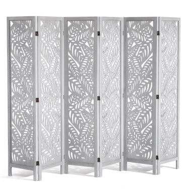 Wood Room Divider, 6 Panel Wood Folding Privacy Screen, 66.9 Inches Tall Indoor Carved Partition Divider, Portable Decoration Screen, for Room Separation, Home, Office, Restaurant & Bedroom