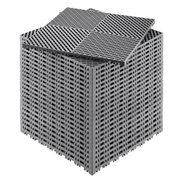 Interlocking Drainage Mat, 15.7'x15.7' Modular Cushion Durable PP Material, 24 Pcs Splicing Drainage Mats, Non-Slip Drainage Floor Tile and Shower Mat, for Garage, Garden, Kitchen &Outdoor, Grey