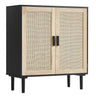 Rattan Cabinet, Rattan Storage Cabinet 31.5inch with 2 Magnetic Doors and Adjustable Shelves, Sideboard Buffet Cabinet for Hallway, Entryway, Living Room, or Kitchen, Black