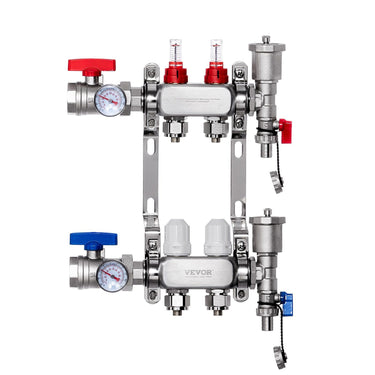 2-Branch Radiant Heat Manifold 1/2" PEX Tubing Floor Heating Manifold Set