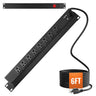 19" 1U PDU 8 Outlets Rack Mount Power Strip Surge Overload Protection