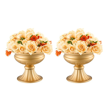 10PCS 16cm/6.3' Wedding Flower Vase Metal Gold Floral Stand for Table