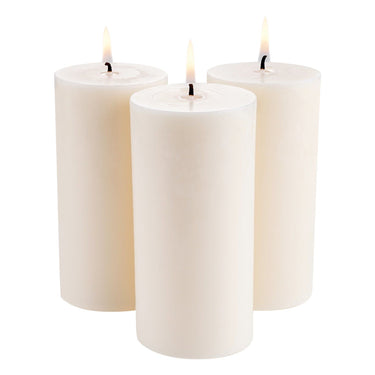 3 Pack Unscented Pillar Candles 65 Hours Long Burning Christmas White