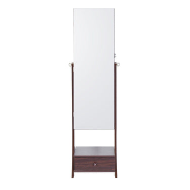 Mirror Jewelry Cabinet Standing Mirror with Storage Full Length Brown