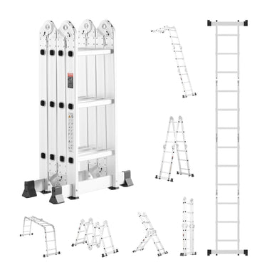 Multi-Purpose Folding Ladder 7-in-1 3 Step 12ft Reach Height for Work